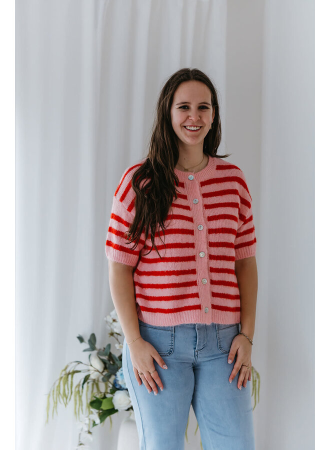 Elin striped Cardigan Red