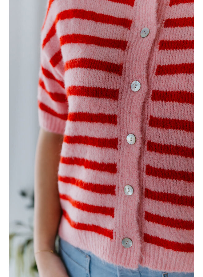 Elin striped Cardigan Red