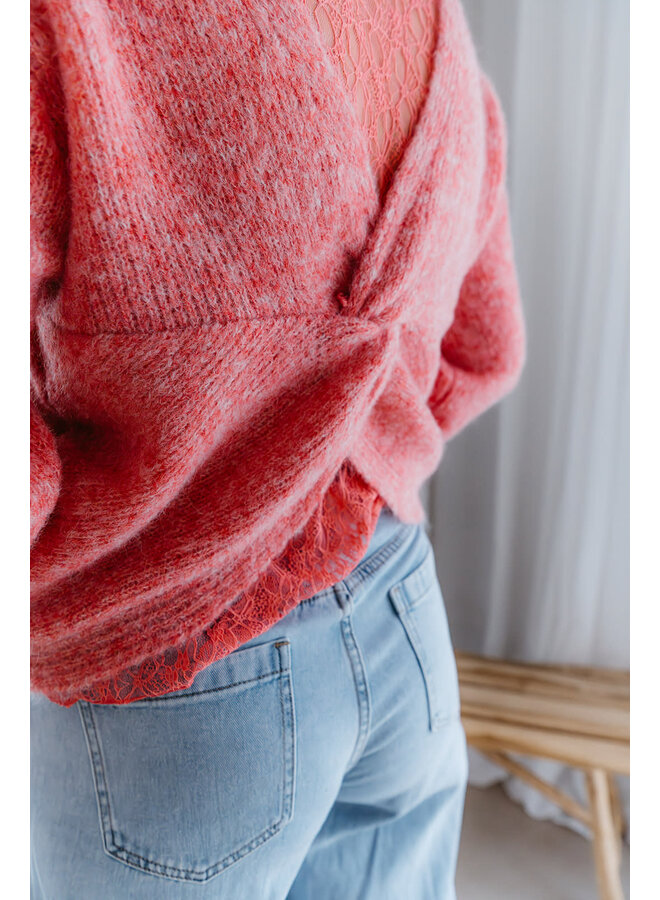 June Knit + Lace Top Orange