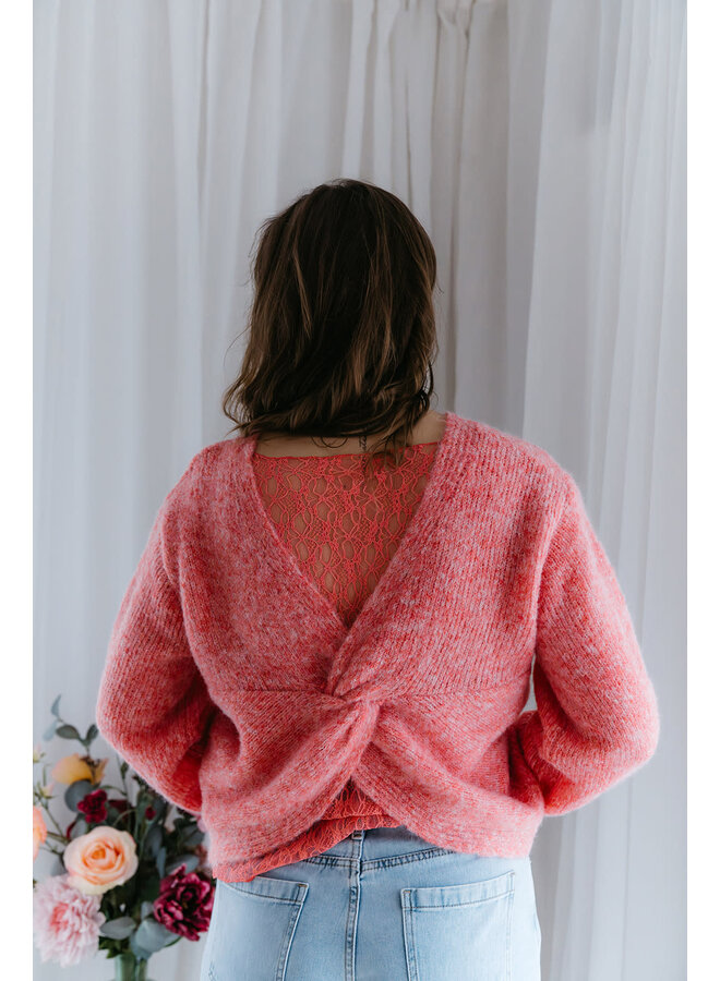 June Knit + Lace Top Orange