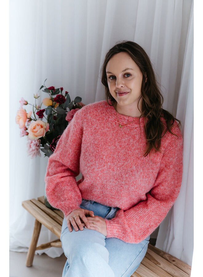 June Knit + Lace Top Orange