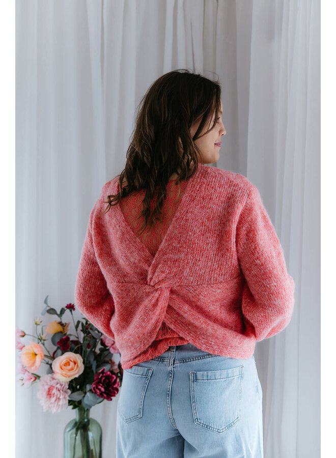 June Knit + Lace Top Orange