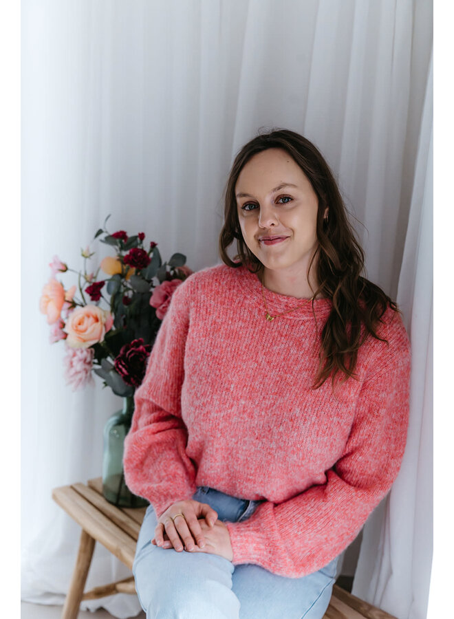 June Knit + Lace Top Orange