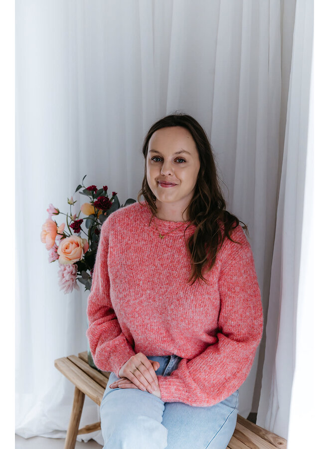 June Knit + Lace Top Orange