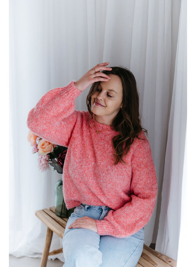 June Knit + Lace Top Orange