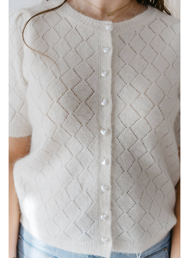 Mara Cardigan Hearts Beige