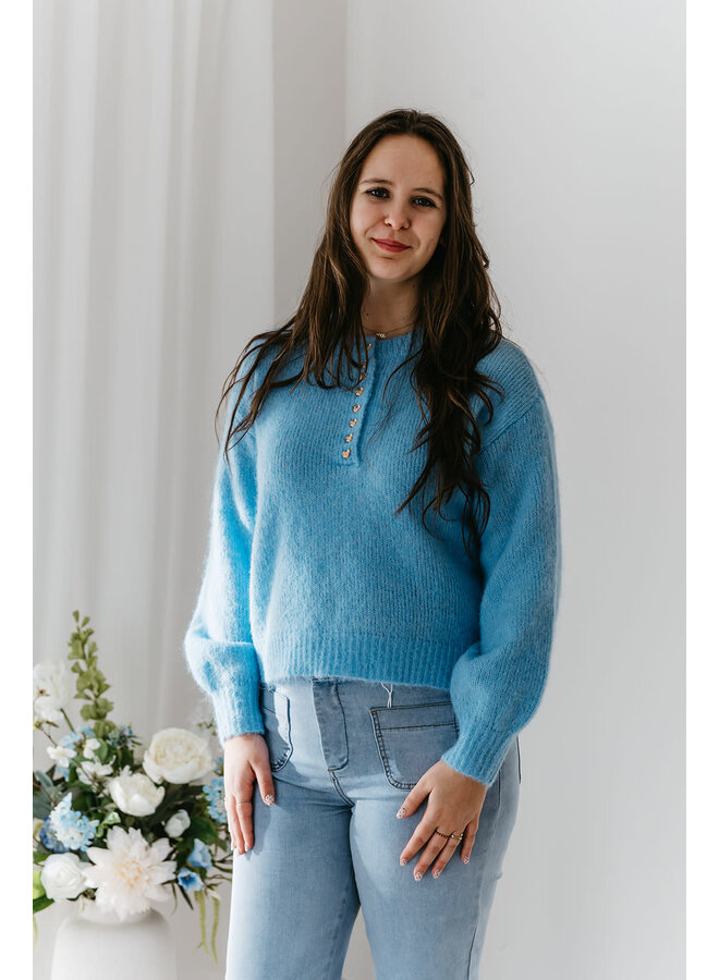 Florence Heart Knit Light Blue