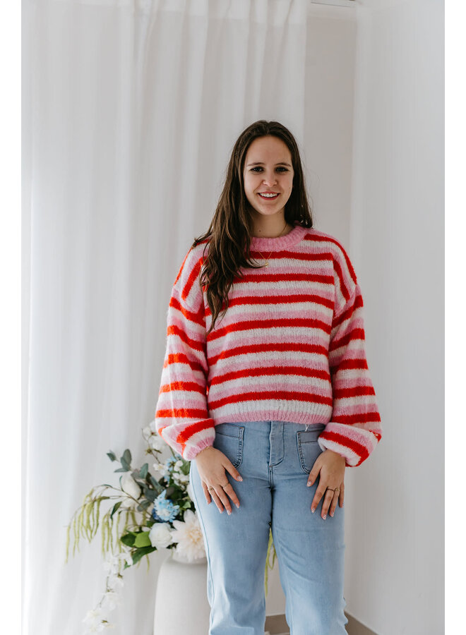 Naomi Striped Knit Red