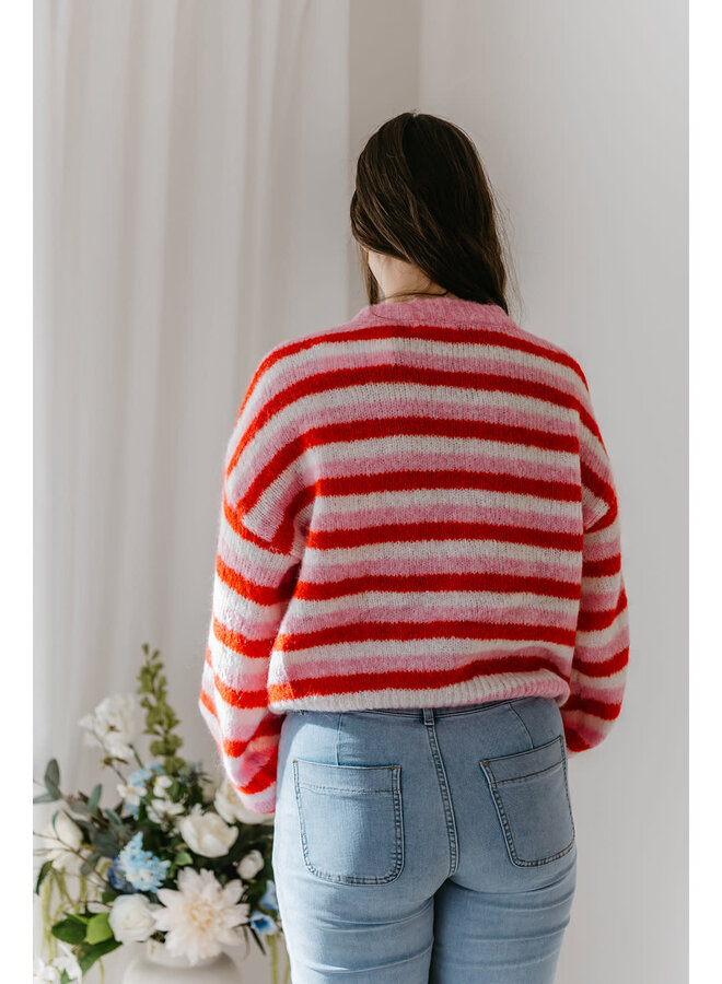 Naomi Striped Knit Red
