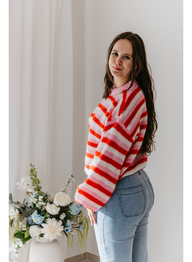Naomi Striped Knit Red
