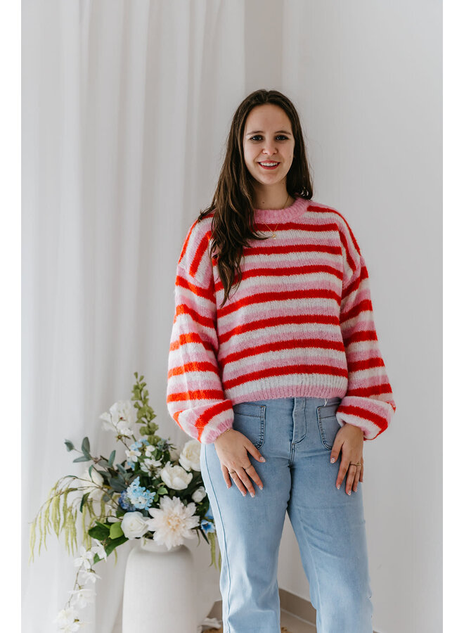 Naomi Striped Knit Red