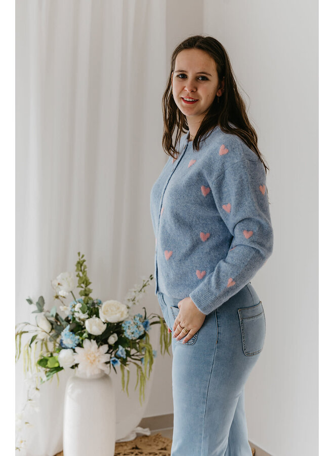 Emilia Heart Cardigan Blue