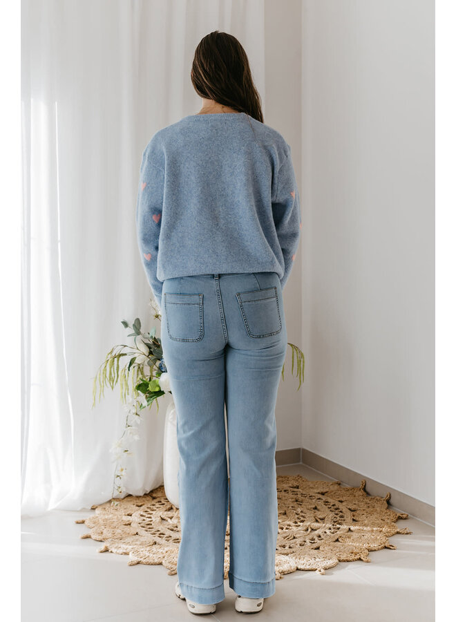 Emilia Heart Cardigan Blue