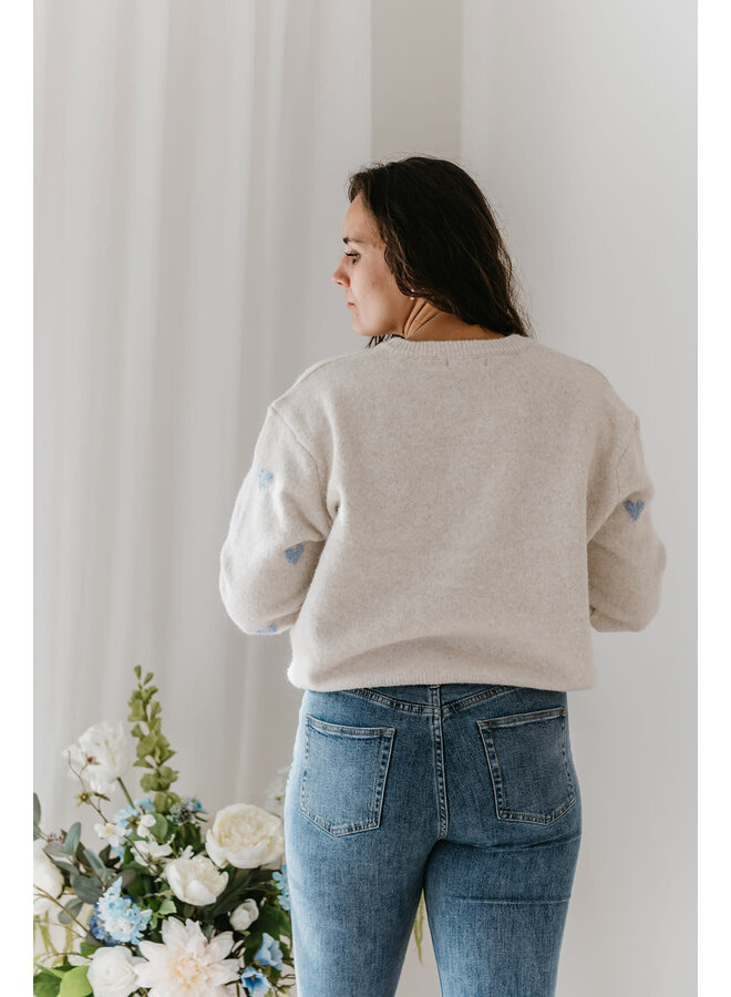 Emilie Heart Cardigan Beige