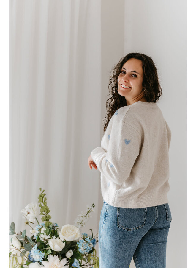 Emilie Heart Cardigan Beige