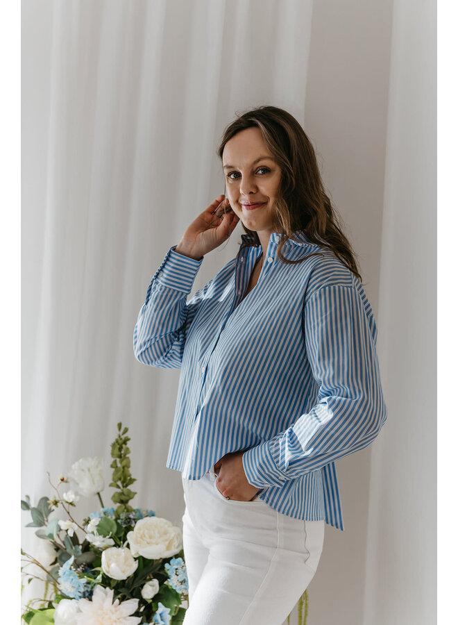 Marjorie Striped Bow Blouse