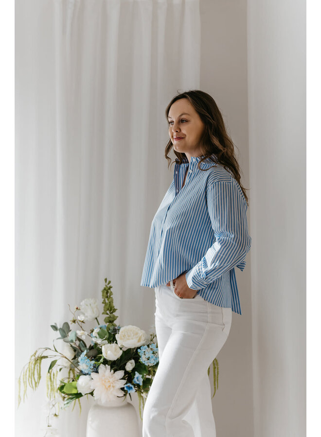 Marjorie Striped Bow Blouse