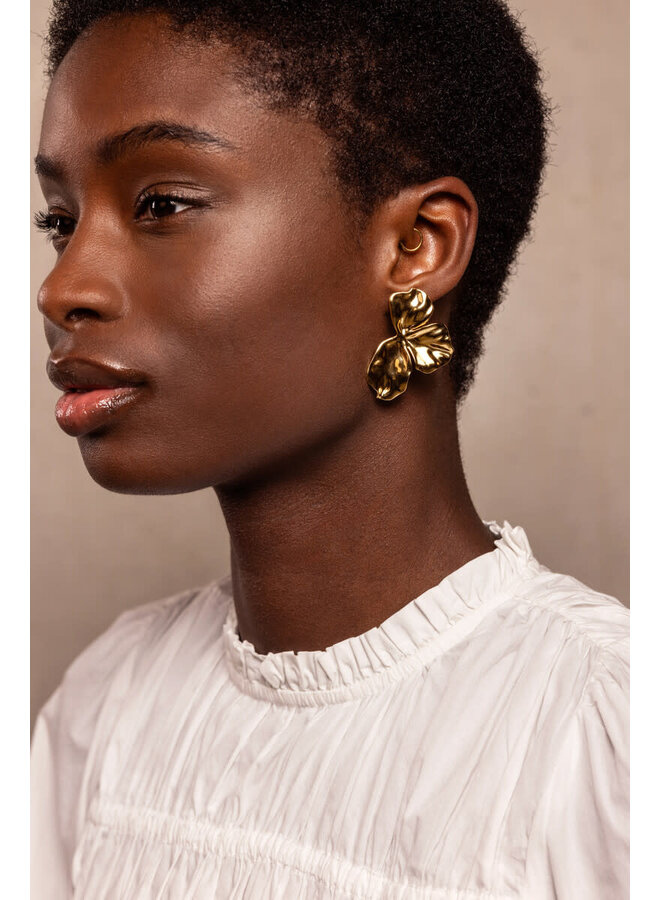 Iconic Oorhangers Halve Bloem Goud