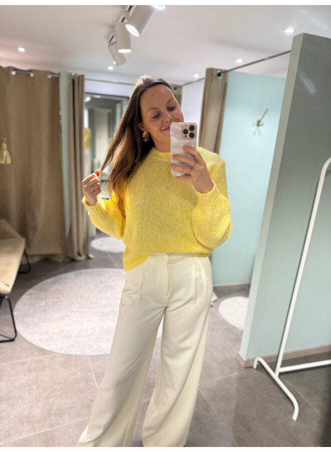 June Knit + Lace Top Yellow