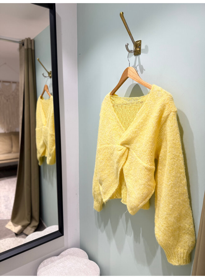 June Knit + Lace Top Yellow