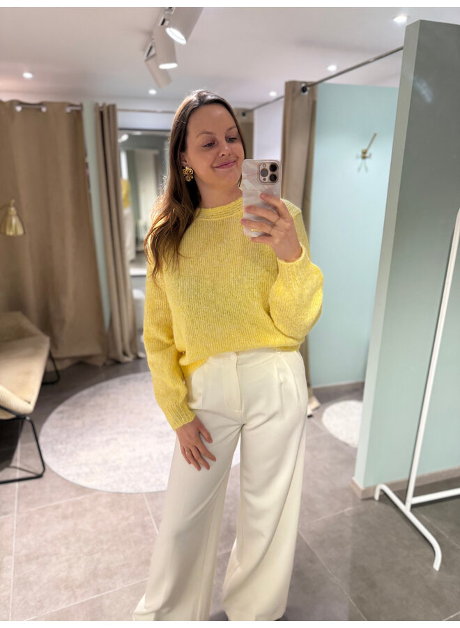 June Knit + Lace Top Yellow