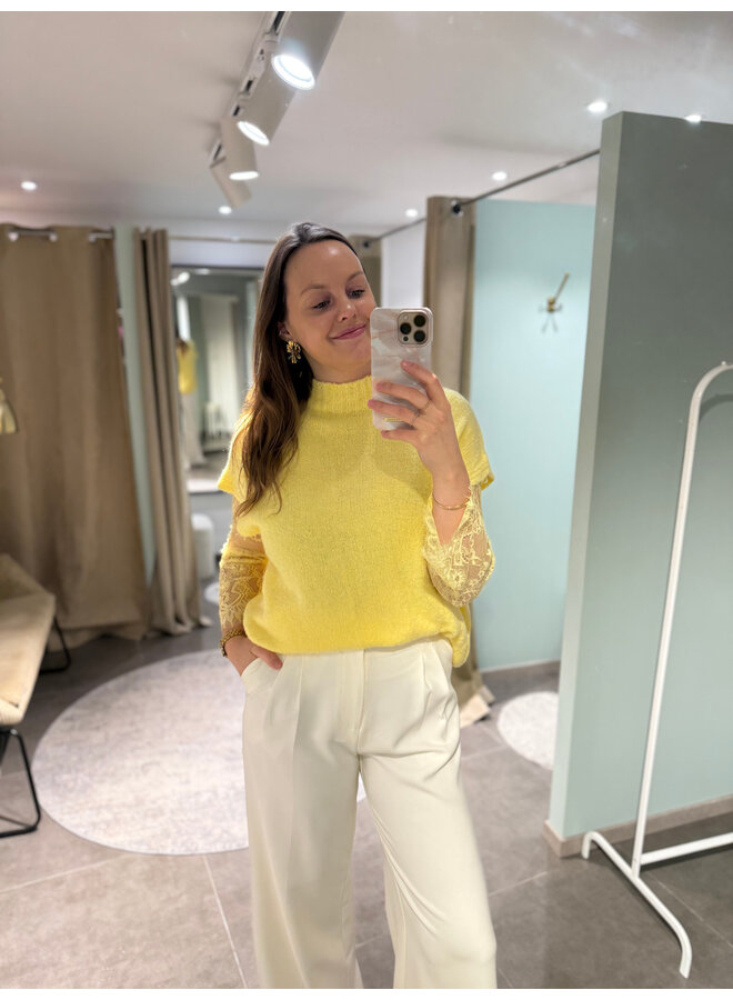 Maya Knit + Lace Top Yellow