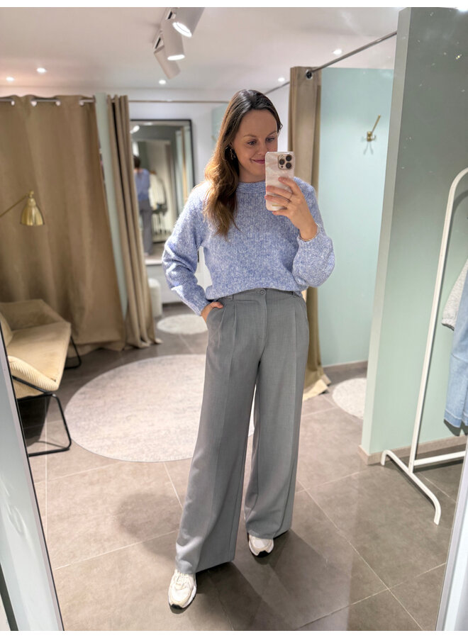 June Knit + Lace Top Light Blue