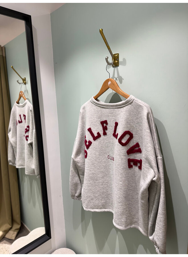 Selflove Sweater Grey-Burgundy