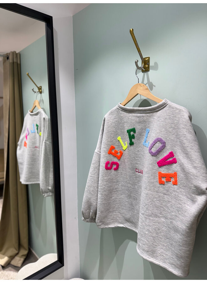 Selflove Club Sweater Grey-Multicolor