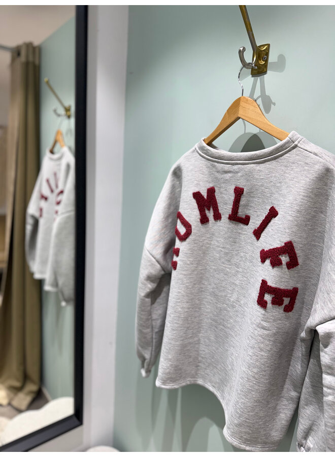Momlife Sweater Grey-Burgundy