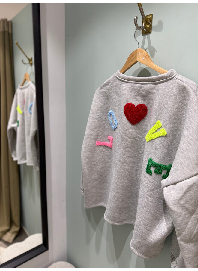 Love Sweater Grey-Multicolor