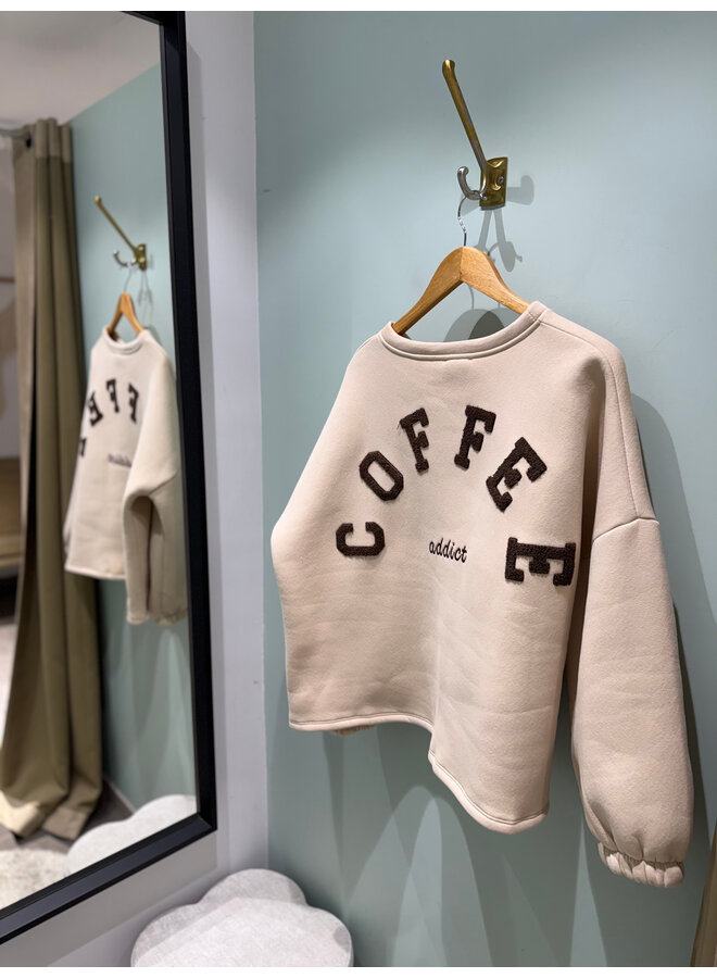 Coffee Addict Sweater Beige-Brown