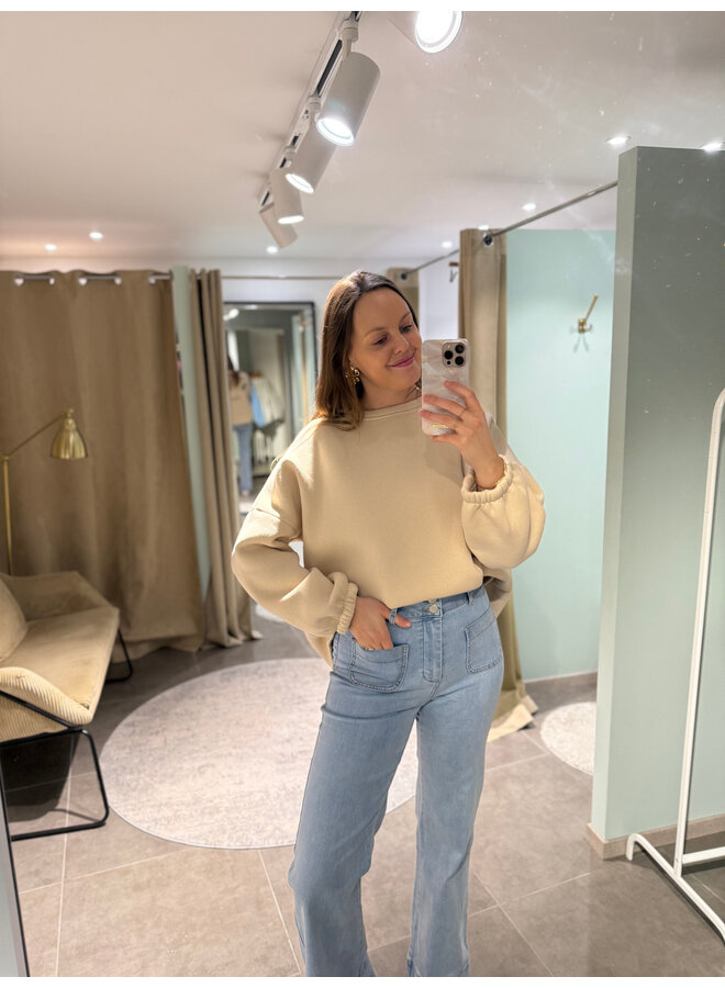 Coffee Addict Sweater Beige-Brown