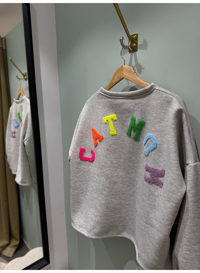 Catmom Sweater Grey-Multicolor