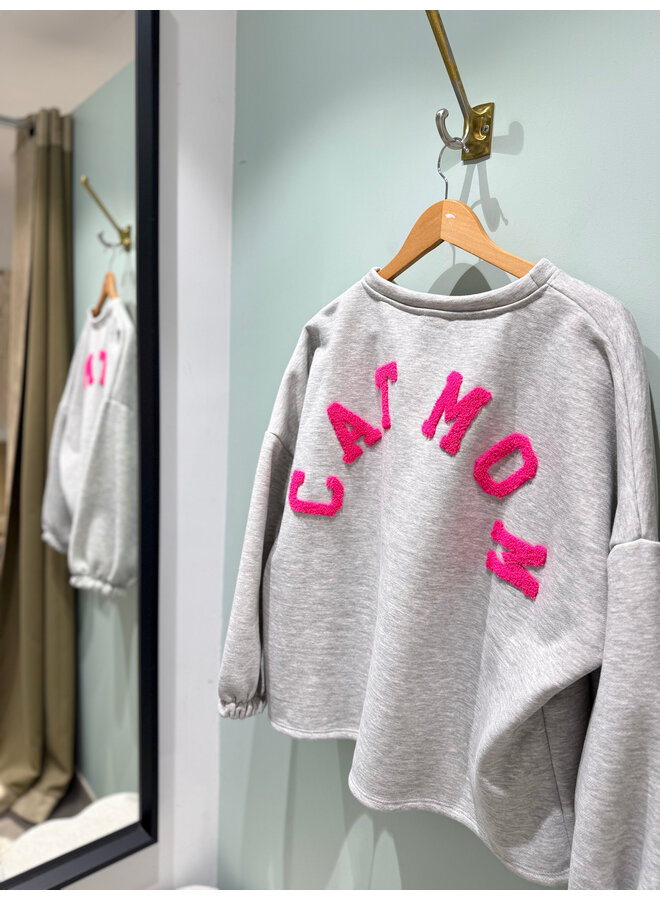 Catmom Sweater Grey-Fuchsia