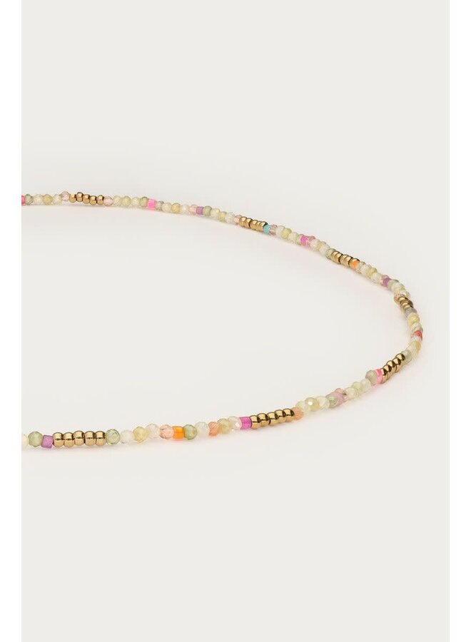 Botanical Ketting met Groene Kralen Goud