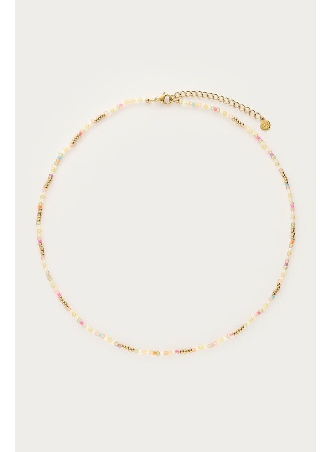 Botanical Ketting met Groene Kralen Goud