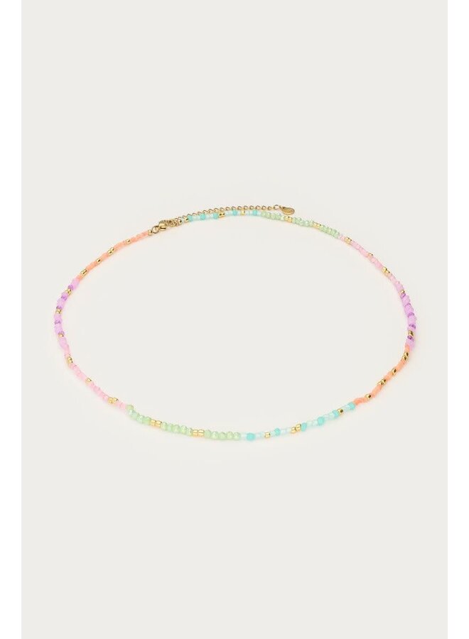 Botanical Ketting met Multikleur Kralen Goud