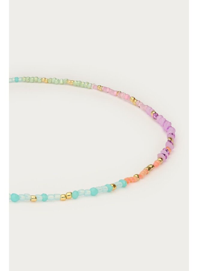 Botanical Ketting met Multikleur Kralen Goud