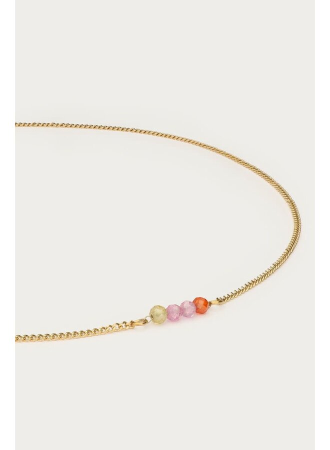 Botanical Ketting met Vier Multikleur Kralen Goud