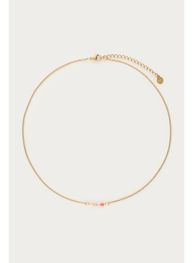 Botanical Ketting met Vier Multikleur Kralen Goud