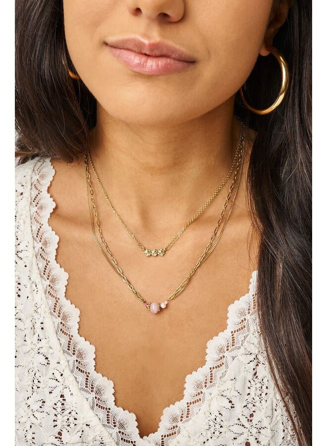 Botanical Dubbele Ketting met Rozen Goud