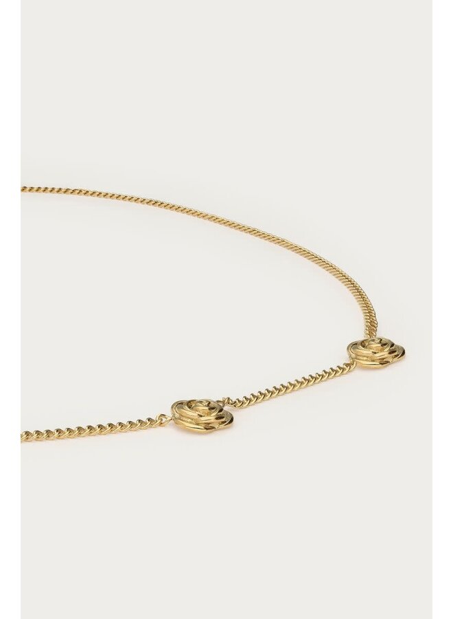 Botanical Ketting met Drie Rozen Goud