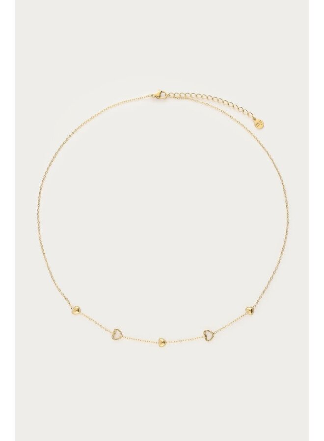 Botanical Ketting met Open Hartjes Goud