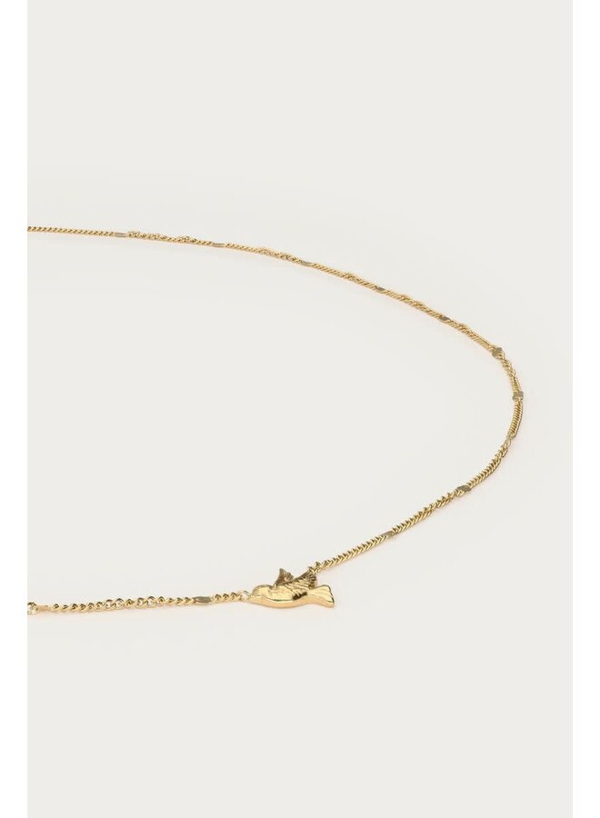 Botanical Minimalistische Ketting met Vogel Goud
