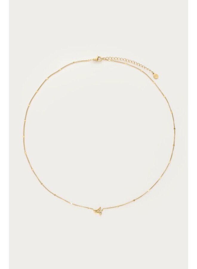 Botanical Minimalistische Ketting met Vogel Goud