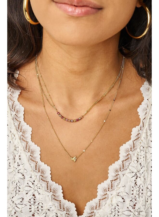 Botanical Minimalistische Ketting met Vogel Goud