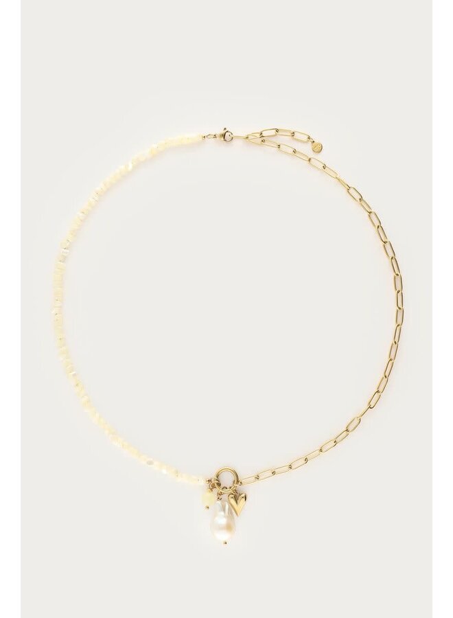 Botanical Schakelketting met Gele Kralen en Bedels Goud