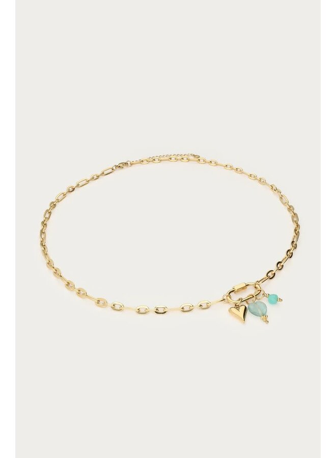 Botanical Schakelketting met Groene Bedels Goud