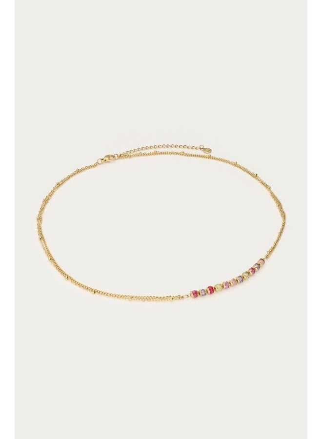 Botanical Ketting met Mini Multikleur Kralen Goud